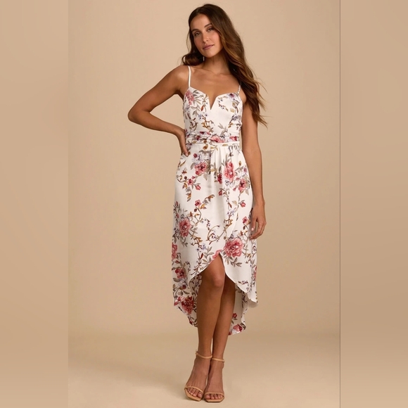 Lulus Dresses & Skirts - Lulus My Favorite Day Ivory Floral Print Tulip Dress
